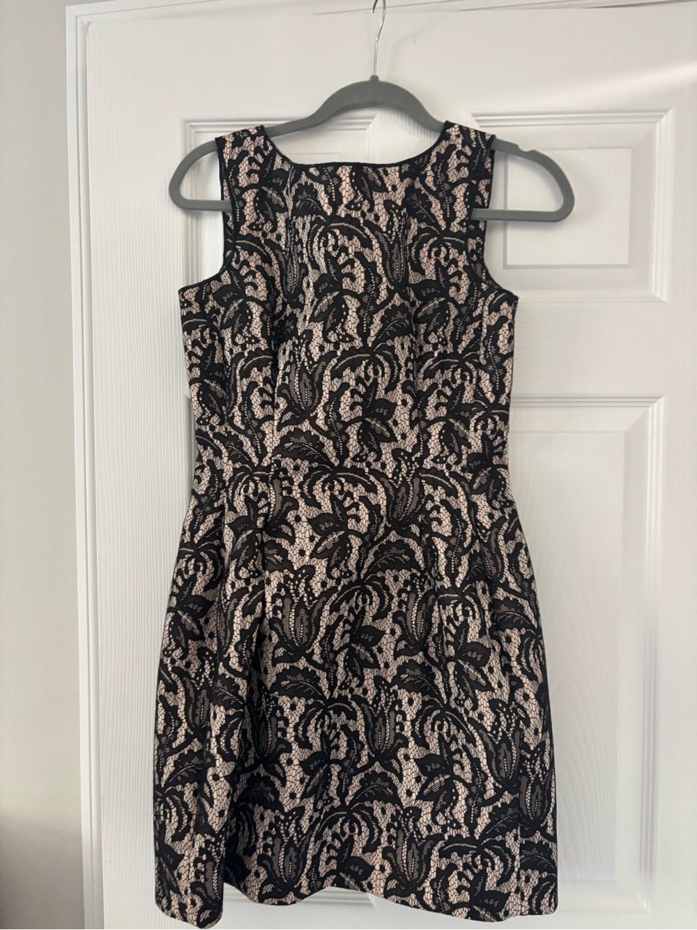 Zara Rare Black Lace TulipDress with Blush Underlay